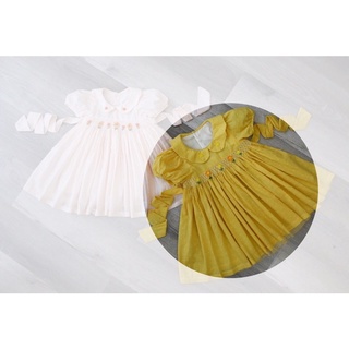 ĐẦM SMOCK CỔ SEN THÊU HOA