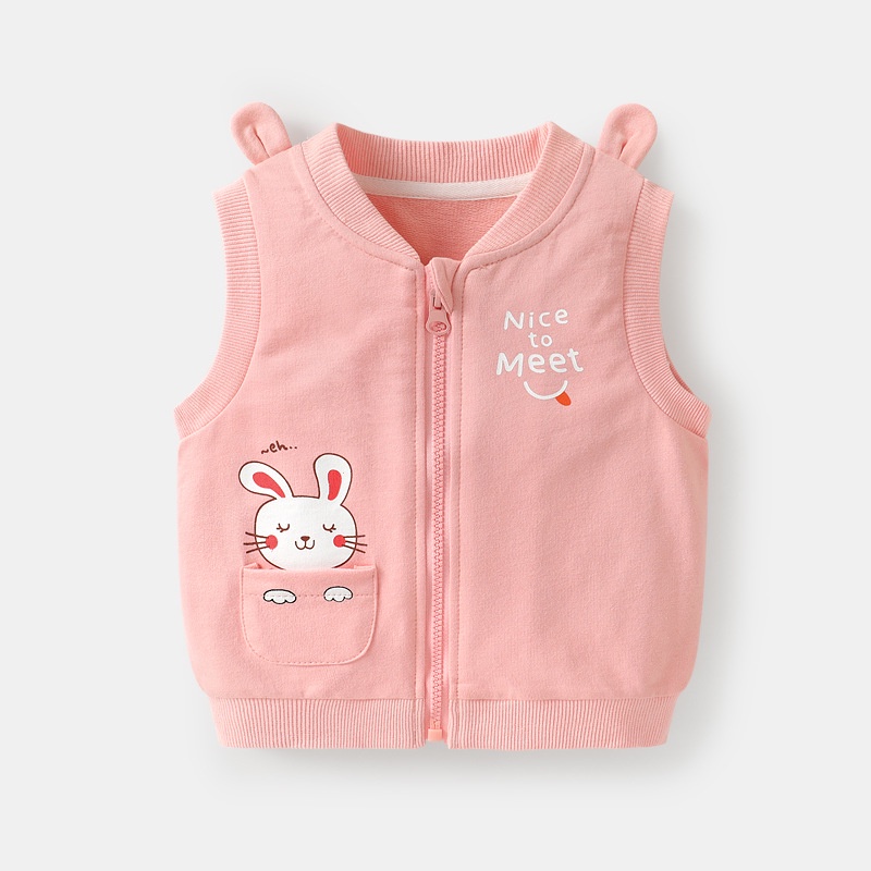 Áo gile bé trai bé gái chất nỉ cotton tai gấu dễ thương bốn màu than, vàng, hồng, ghi xám