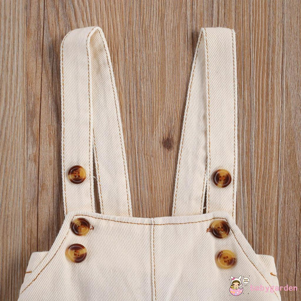 Set quần yếm ngắn và áo dài tay in hoa đáng yêu cho bé gái