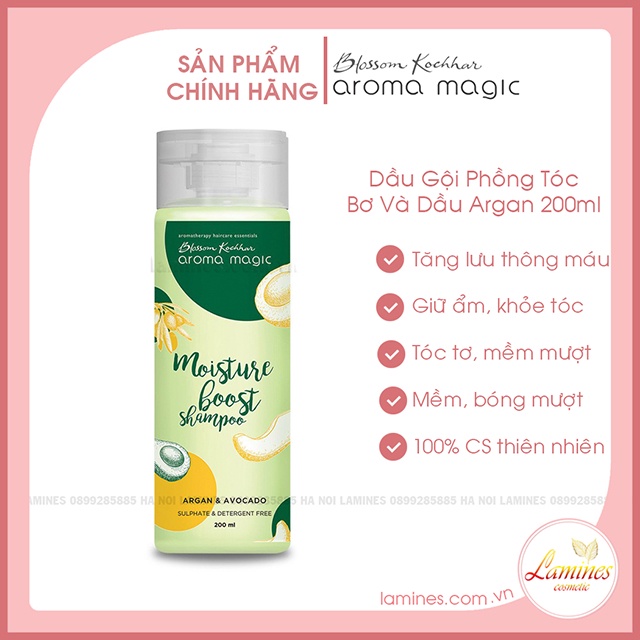 Dầu Gội Aromamagic Phồng Tóc, Chiết Suất Dầu Argan Và Bơ - Mositure Boost Shampoo Argan And Acocado Aroma Magic 200ml