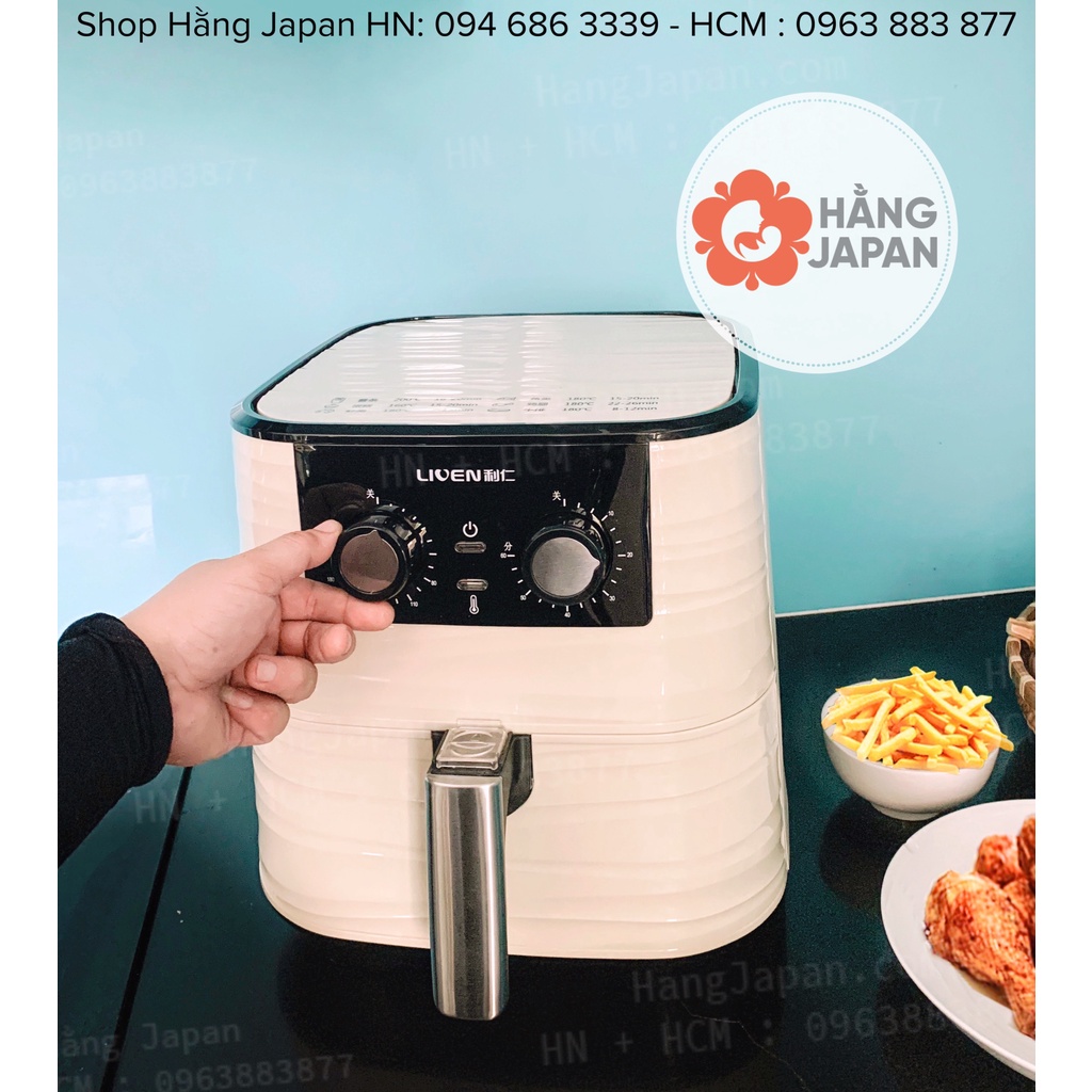 Nồi chiên không dầu LIVEN 5.5 lít KZ-J5502 núm cơ - BH 12 THÁNG, chống dính cao cấp, kiểm soát nhiệt độ