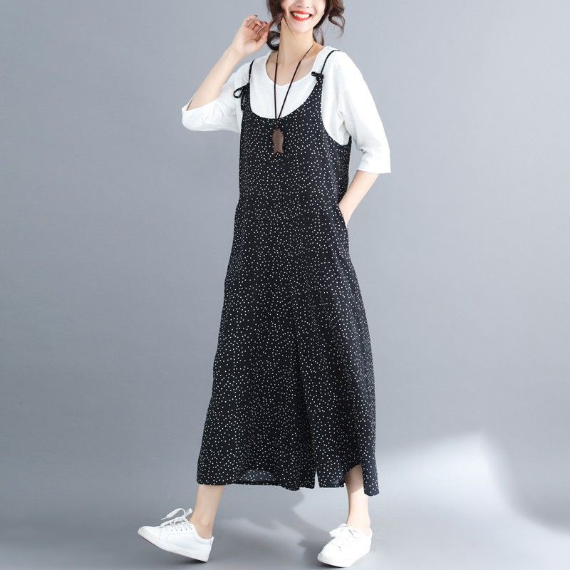 [ORDER] Quần yếm nữ bigsize ống rộng đen chấm bi dịu dàng (fit 70kg) - Có ảnh thật | BigBuy360 - bigbuy360.vn