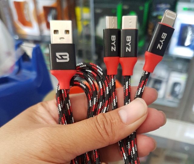 Cáp Sạc Dây Dù 3 Đầu BYZ BL-657