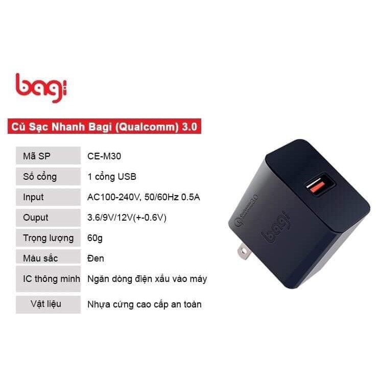 [ FREESHIP] Củ sạc nhanh bagi CE M30 - Tiêu Chuẩn Châu Âu