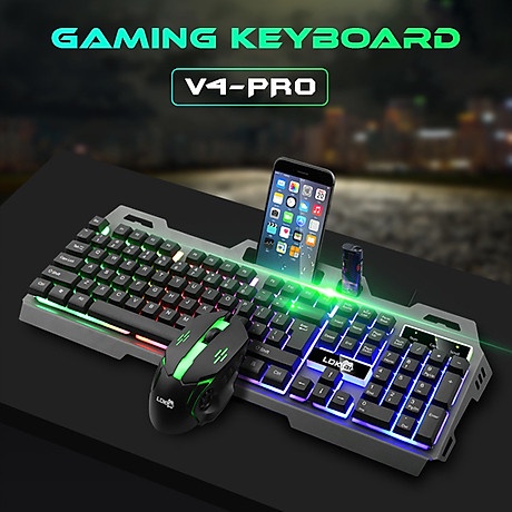 Bàn Phím Máy Tính V4-V5 Pro, Bộ Bàn Phím Chuột LDK V4-V5 Pro Có Dây / Đèn LED Gaming / Thiết Kế Chất Liệu ABS Cao Cấp