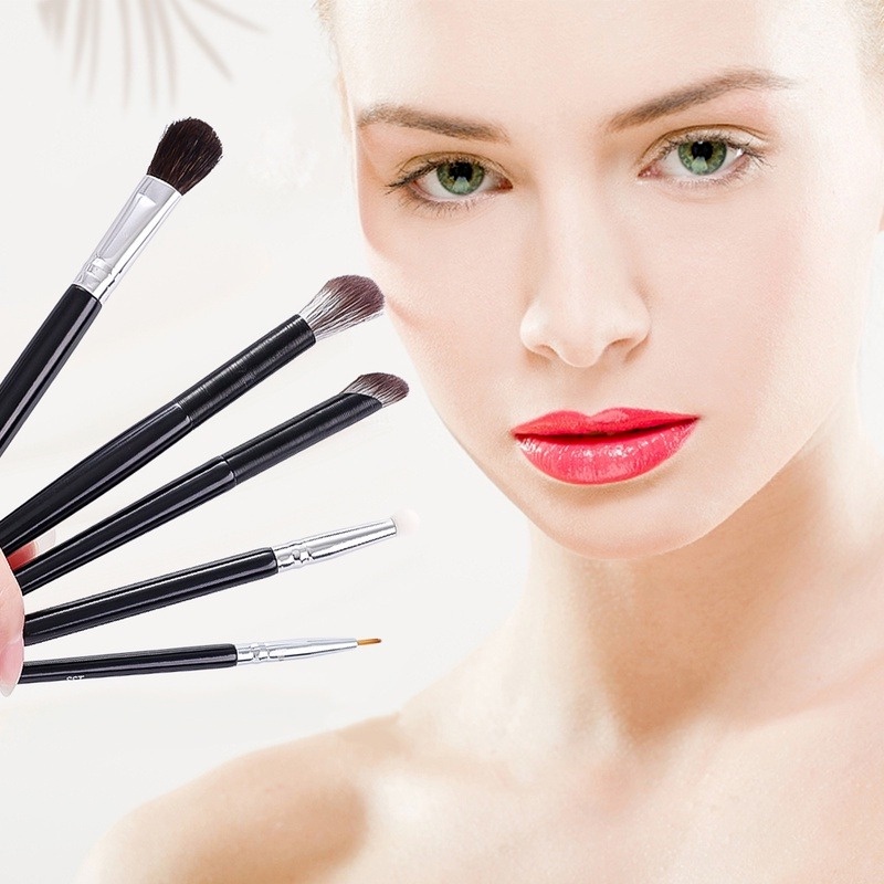 1 Cọ Trang Điểm Tay Cầm Bằng Gỗ Lông Mềm Không Bay Phấn Che Khuyết Điểm Và Kẻ Mắt Đa Năng