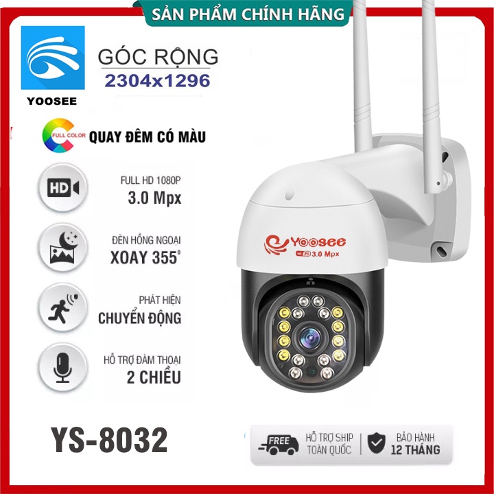 Camera IP YOOSEE Ngoài trời 2 mắt 4.0MP Góc rộng, siêu nét - Quay đêm có màu, đàm thoại 2 chiều