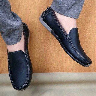 Giày lười nam công sở da bò thật 100% - giày nam công sở da bò đế cao su phối đồ lịch lãm cho nam