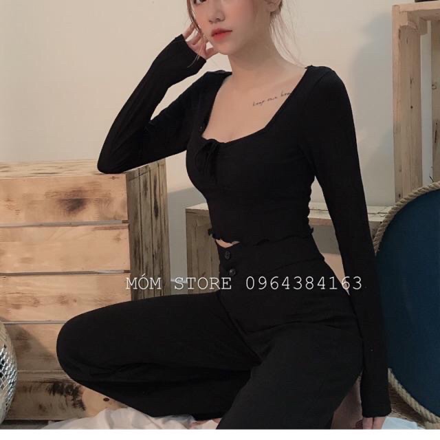 Áo Dài tay Croptop rút lên (av)