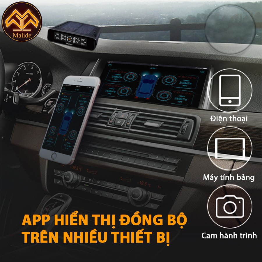 [CHÍNH HÃNG] Cảm biến áp suất lốp van ngoài Malide kết nối APP điện thoại + USB cảnh báo âm thanh - Model B01R06