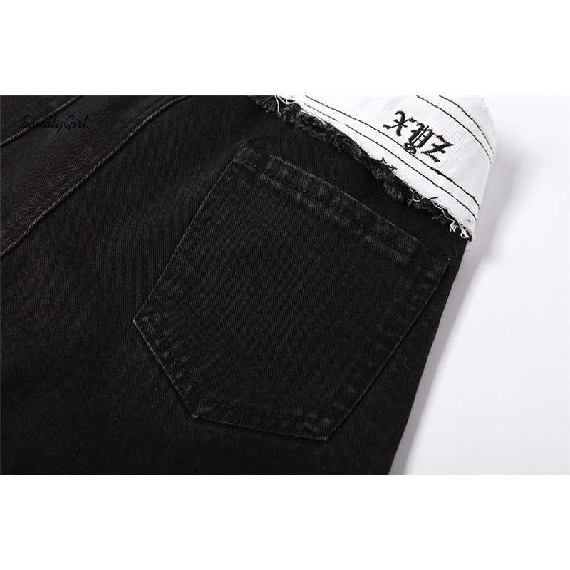 Quần Jean Dài Lưng Cao Màu Đen Trơn Cài Nút Thời Trang 2022 Cho Nữ