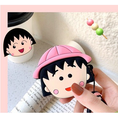☘️Tặng kèm móc treo☘️Case Airpod 1 2- Vỏ bao bọc Chibi Maruko Cover đựng tai nghe không dây Airpods
