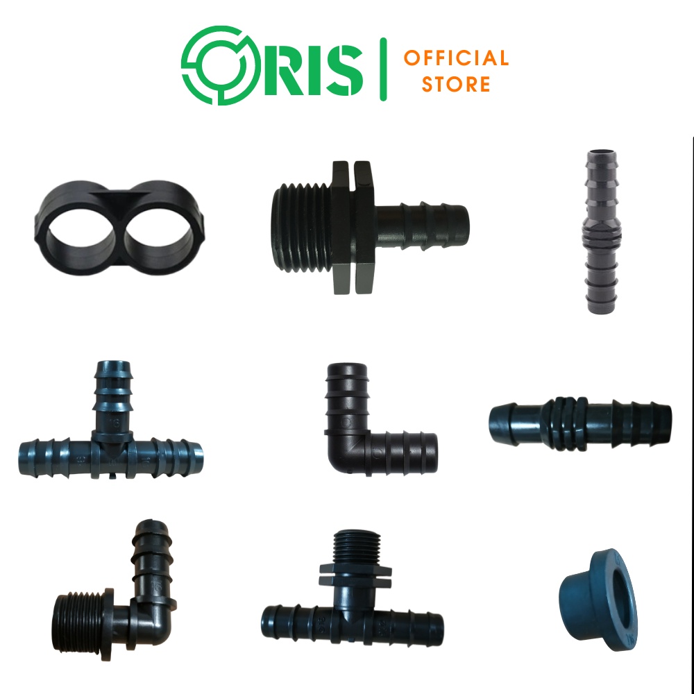 Phụ Kiện ORIS Ống LDPE 16mm, Khởi thủy ống 16mm, Tê chia 3, co, nối thẳng ống 16mm, ron cao su nối ren 21mm ra 16mm