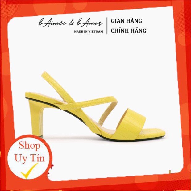 Sandal Nữ Cao Gót bAimée & bAmor Quai Ngang Mũi Vuông Gót Lạ Cao 7 Phân Dép Công Sở Hàn Quốc Đẹp Giày Cao Cấp MS1666