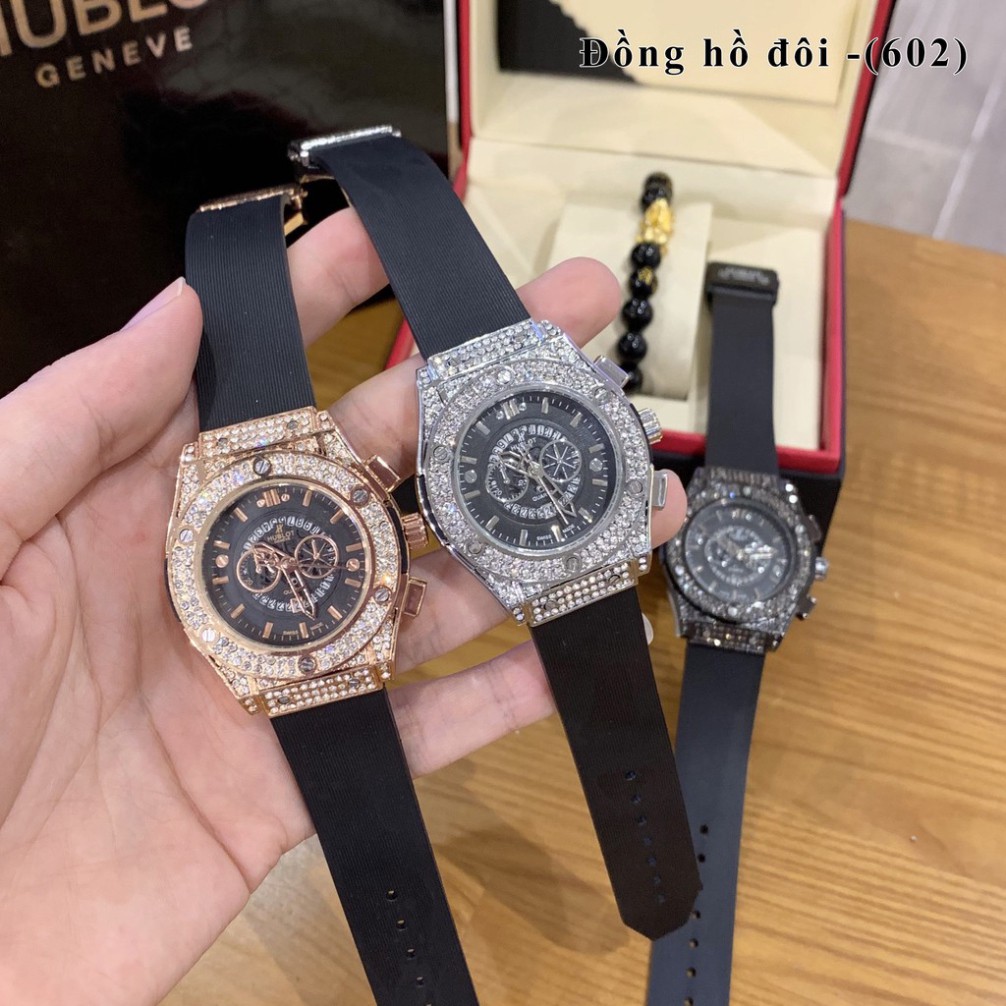 Đồng hồ nam nữ Hublot HB-42mm và 34mm - unisex cặp đôi dây cao su - Bảo hành 12tháng