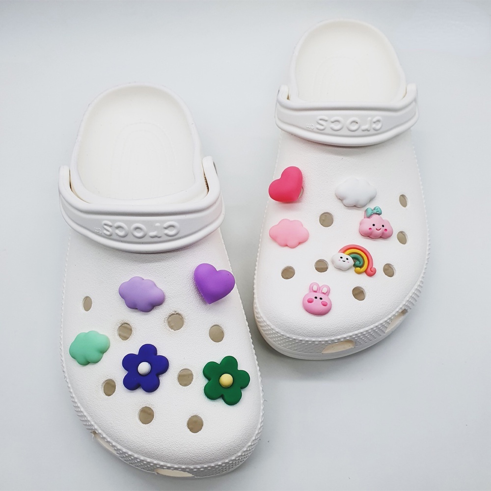 [Deco] Phụ Kiện Trang Trí Giày Crocs Màu Pastel (Trắng / Xanh Lá / Hồng / Tím) Dễ Thương Diy