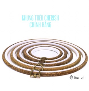 [Sẵn] Khung thêu tròn giả vân gỗ hãng Cherish căng vải chắc chắn, không gây hư hại vải