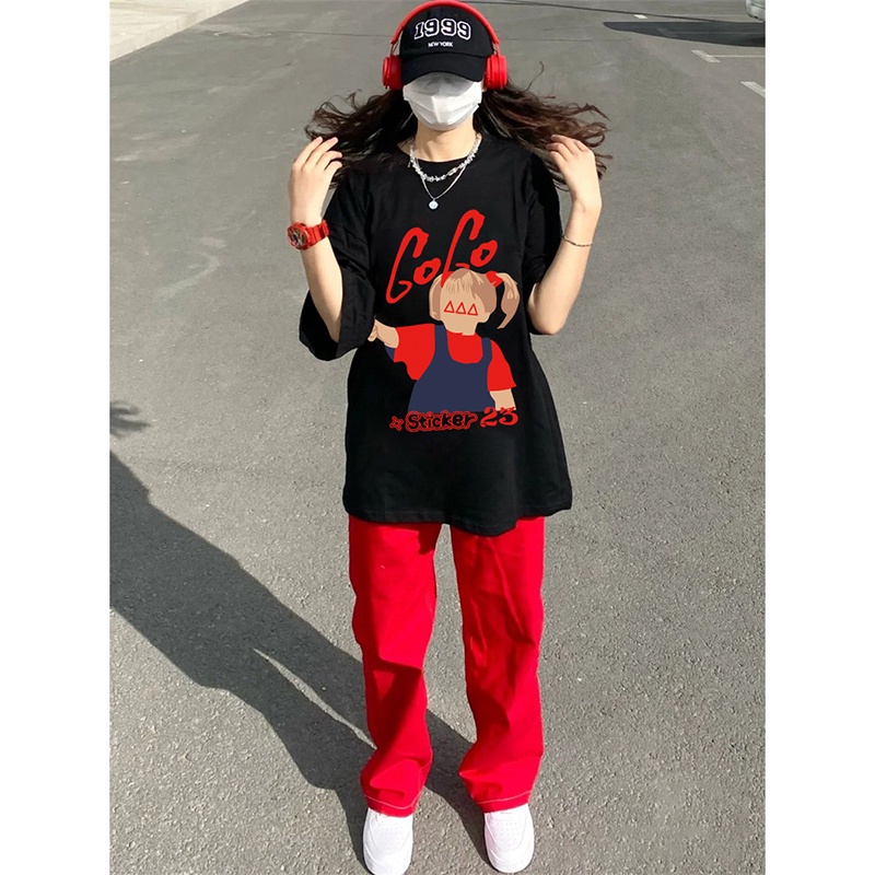 NRVP Áo thun cotton tay ngắn cổ tròn thời trang mùa hè phong cách Hàn Quốc cho nữ