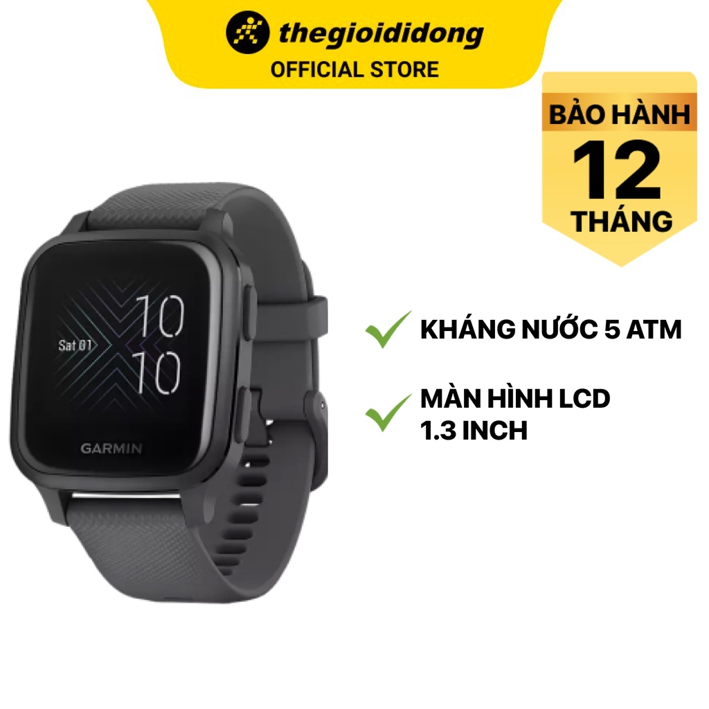 Đồng hồ thông minh Garmin Venu SQ xám kháng nước 5ATM đo nồng độ SPO2 màn hình LCD 1.3&quot; - Chính hãng BH 12 tháng