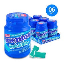 [Lốc 6 hũ] Kẹo Singum Mentos Action Fresh Hương Bạc Hà Khuynh Diệp