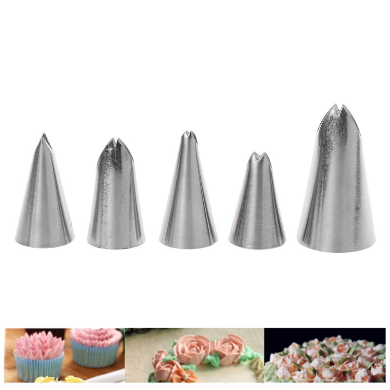 Set 5 Đầu Bắt Bông Kem Trang Trí Bánh Bằng Thép Không Gỉ