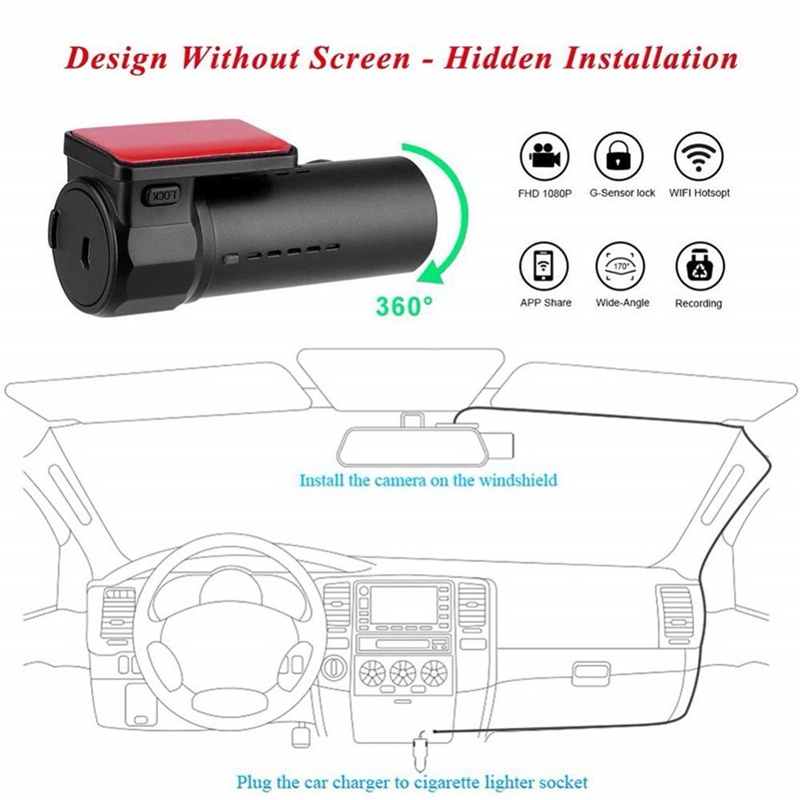 Camera ghi hình 1080P Wifi cho xe hơi | BigBuy360 - bigbuy360.vn
