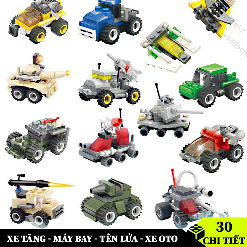 Đồ chơi lắp ráp Máy Bay / Xe Tăng / Oto dạng hộp mini 29 chi tiết