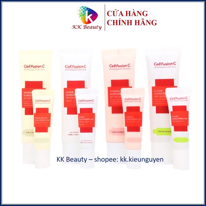 (Đủ Bill) Kem chống nắng Cell Fusion C Laser / Clear / Toning Suncreen Đỏ / Xanh