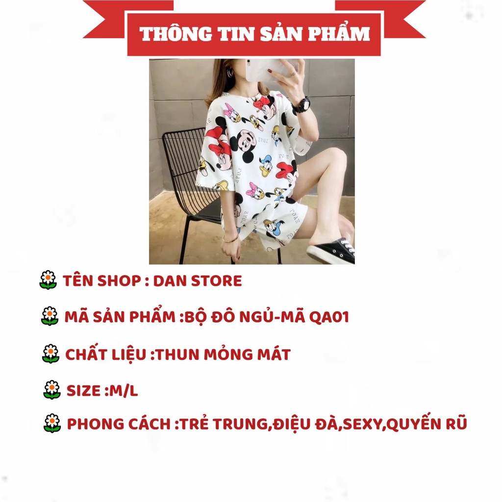 Đồ Ngủ Nữ - Đồ Bộ Ngủ Nữ pyjama mùa hè cộc tay phối họa tiết ngộ nghĩnh đáng yêu MÃ QA01