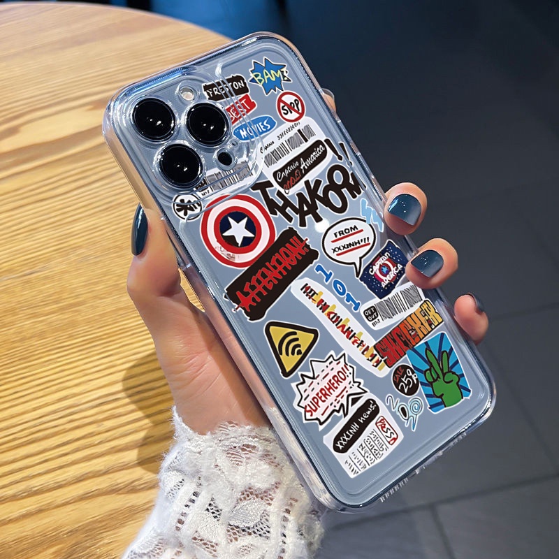 Ốp Điện Thoại TPU Gel Đệm Khí Chống Rơi Màu Trong Suốt Hình iron Man Cho iPhone 13 Pro Max 14 12 11 XR 8 7 SE 2022