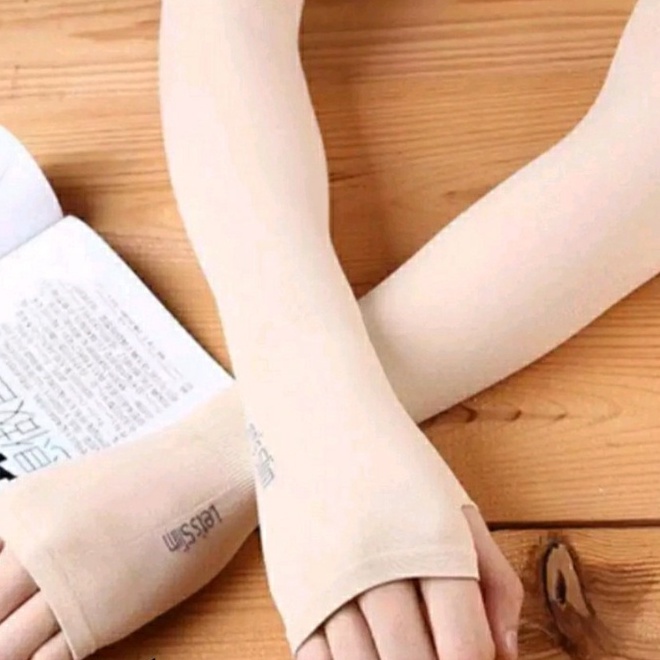 Găng Tay Chống Nắng Hàn Quốc Chính Hãng Let's Slim Xỏ Ngón - Vải Dày Dặn, Mịn Mát