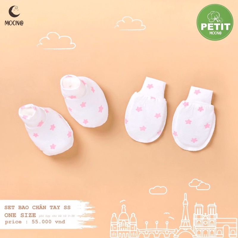 Phụ kiện Moon - mũ , bao tay chân chất petit