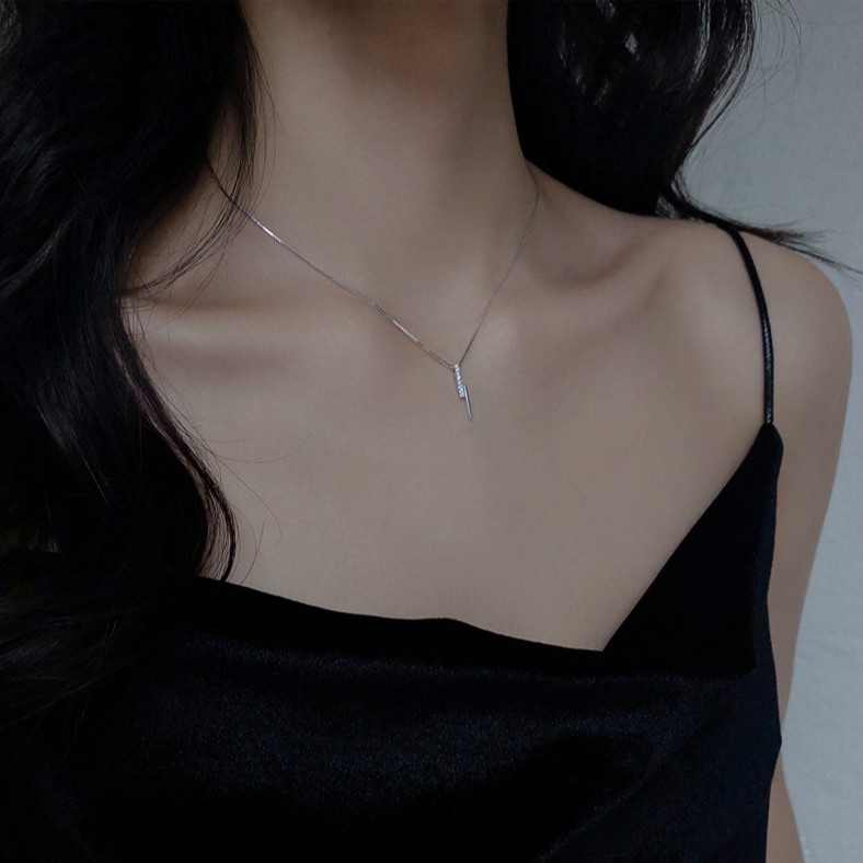 Vòng Cổ Xương Cá Mạ Bạc s925 Đính Đá zircon Sang Trọng Thời Trang Cho Nữ