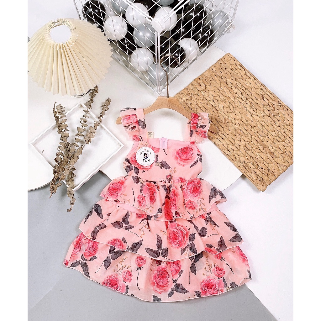 VAY61 - Váy bé gái, váy hoa cho bé gái chất lụa tơ cho bé từ 12-23kg, Richkid123