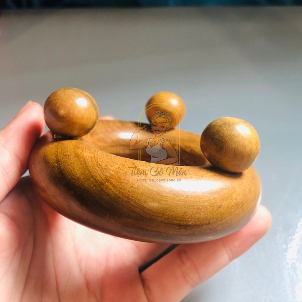 Dụng Cụ Day Ấn Huyệt Massage Tròn Bằng Gỗ Thơm - Đầu, Bụng, Tay, Chân Kiểu Thái