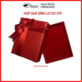 N39-Hộp quà đính nơ màu đỏ có mút xốp lót nhung cao cấp, kích thước 3x7x9 cm, Hộp quà tặng, hộp đựng trang sức.