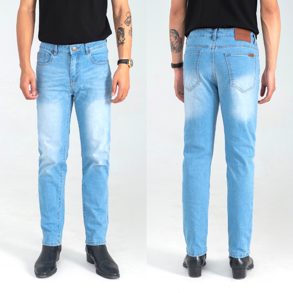 Quần Jean Nam H90, Ống Côn Dáng Ôm Slimfit, Chất Bò Co Giãn Vận Động Thoải Mái, Vải Mềm Mịn, Bền Màu TRJ006