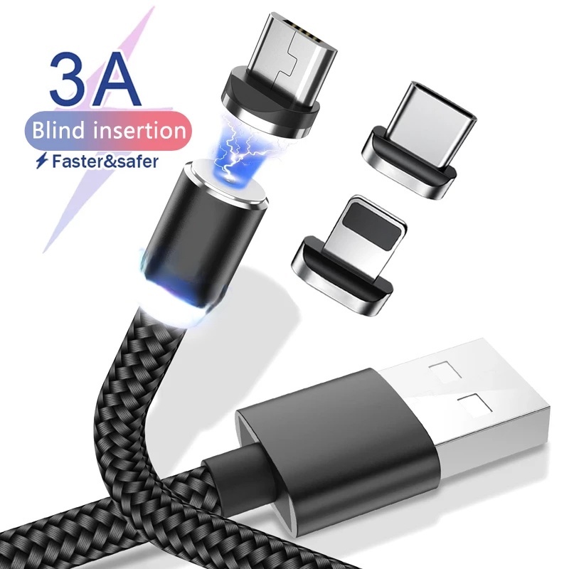Dây Cáp Sạc Nhanh Đầu Tròn Từ Tính Dài 1/2m Cổng Type C/Micro USB/Cho ĐT