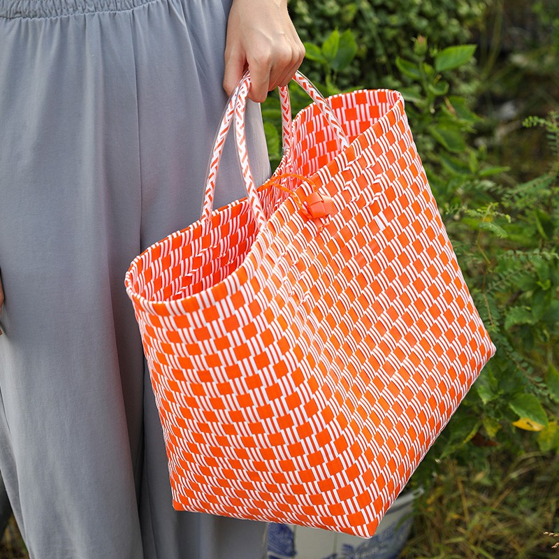Giỏ đựng đồ đan phối màu đa năng BAMBOOO ECO tự tin đi chợ không dùng túi nylon