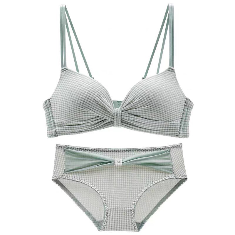 Áo lót nữ LENABRA, AL970-áo ngực nơ đúc su kẻ caro đệm vừa nâng ngực nhẹ nhàng
