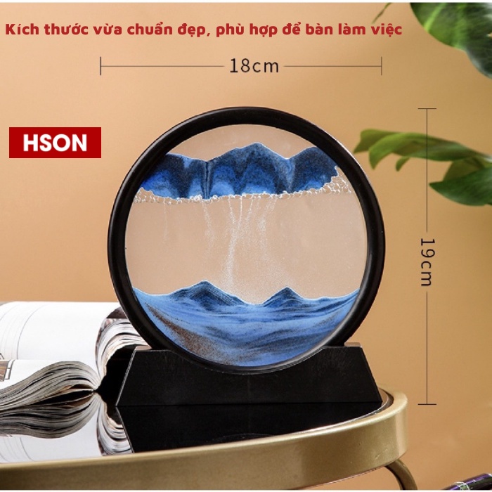 Tranh cát lún chuyển động 3D, tranh thủy tinh HSON nghệ thuật trang trí để bàn decor làm việc làm quà tặng cao cấp