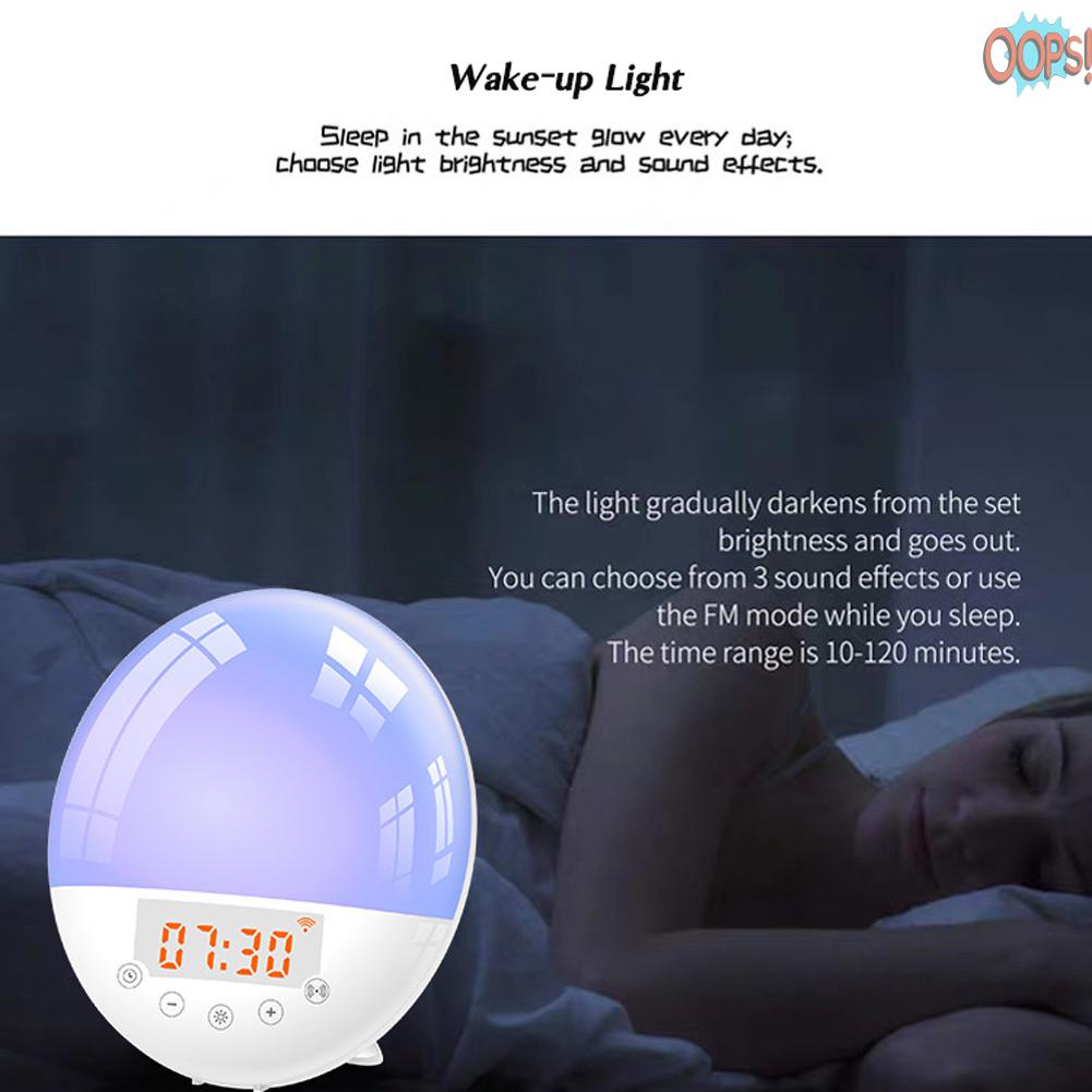 Đồng Hồ Báo Thức Thông Minh Có Đèn Led 7 Màu Điều Chỉnh Được Kết Nối Wifi Tương Thích Với Alexa Google Home