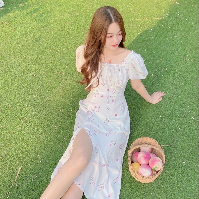 Đầm maxi hoa sẻ tà siêu xinh-[FREESHIP-MẶC LÀ XINH-] váy trắng dự tiệc siêu sang chảnh,siêu phẩm du lịch hè 2021 | BigBuy360 - bigbuy360.vn