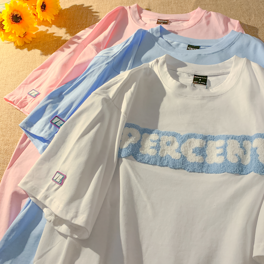 Áo thun tay ngắn thêu chữ phong cách Hàn Quốc cho nữ | BigBuy360 - bigbuy360.vn