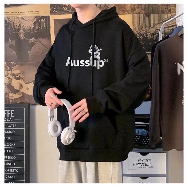 Áo khoác nam hoodie Phi Hành Gia Aussup Nón 2 lớp form rộng chất nỉ bông cao cấp dày dặn