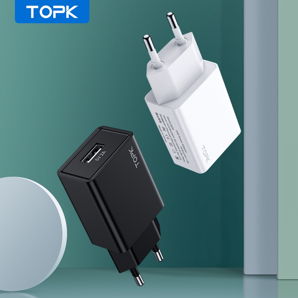 Đầu Sạc TOPK B25 10W 5V 2.1A MINI USB Dành Cho Điện Thoại