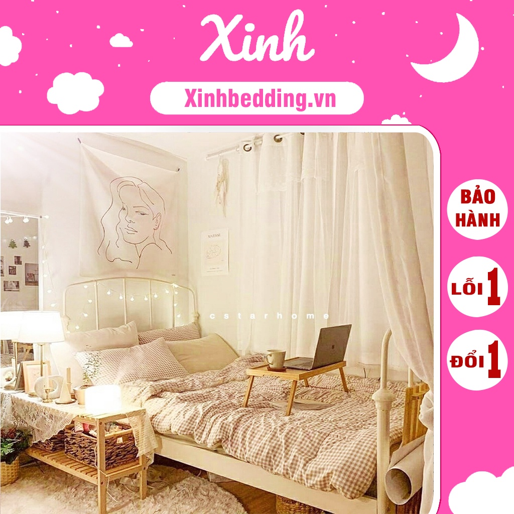 Bộ Chăn Ga Gối Set 4 Món💝m2/m4/m6/m8💝 Caro Nâu Be Cotton Poly Decor Phòng Ngủ Nhiều Mẫu Cute - Xinhbedding