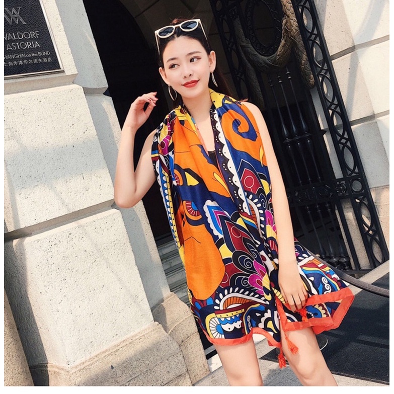 [Hàng Loại 1] Khăn Choàng Đi Biển Chống Nắng Hoạ Tiết Voi Vàng Chụp Ảnh Siêu Đẹp