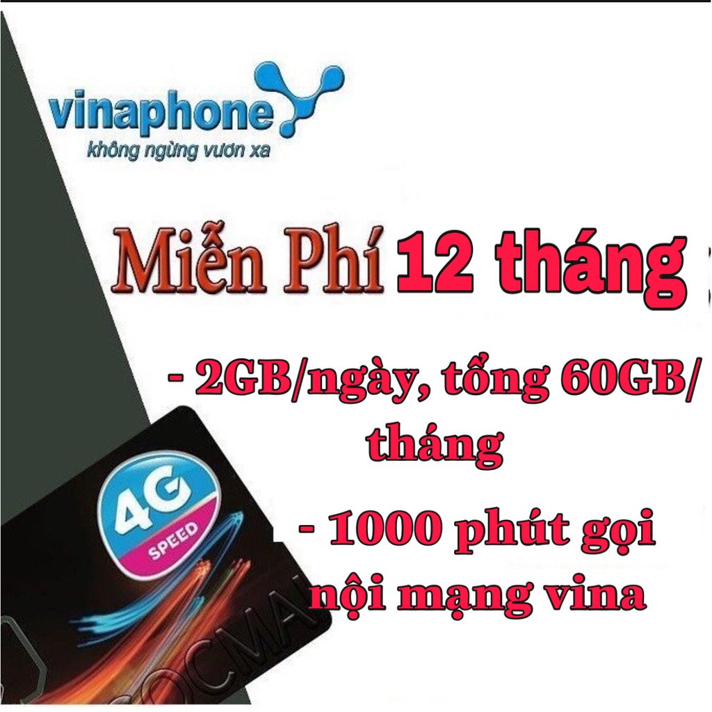 Sim Vina VD89,Fhappy 2GB/ngày (60GB/tháng) Miễn phí từ 6 tháng đến 12 tháng