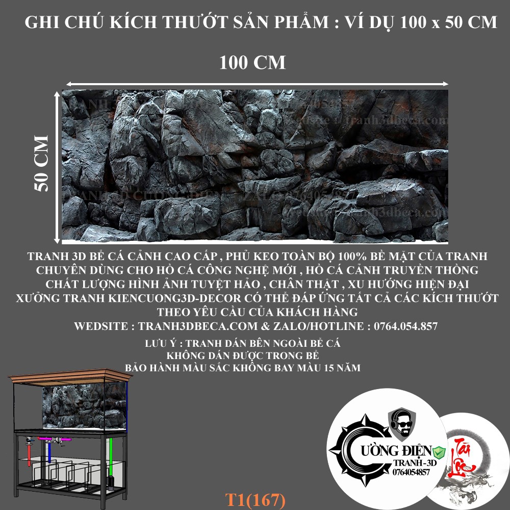 Decal 3D dán bể cá ,có keo sẵn nhiều kích thướt
